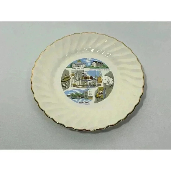 VTG Reno Nevada Souvenir Plate 6.5" Biggest‎ Little City Gambling UNV Truckee - Picture 1 of 4